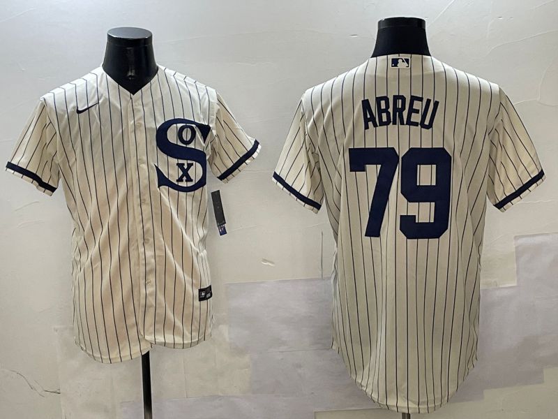 Men Chicago White Sox #79 Abreu Cream Stripe Dream Edition Game 2025 Nike MLB Jersey style 1->chicago white sox->MLB Jersey